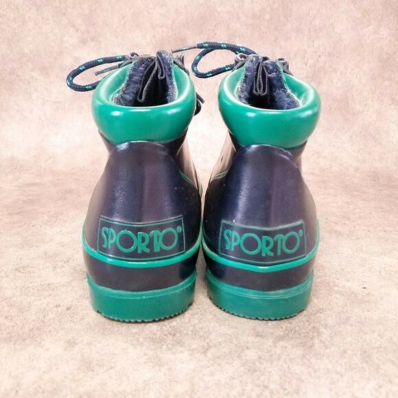 Sporto Womens   Size 8 Blue Green Rubber Lace Up Rain Boot Ankle Booties - Picture 5 of 9